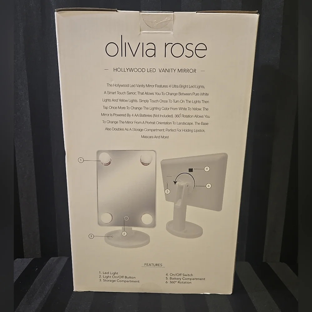 Olivia Rose Hollywood 4 LED Light Vanity Mirror 360° Rotation Smart Touch Sensor